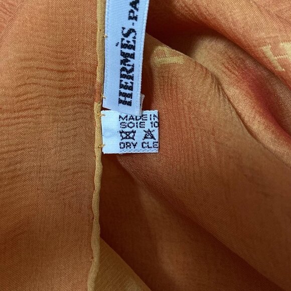 HERMES - Orange Yellow Silk Scarf 225-082625 - Picture 6 of 7